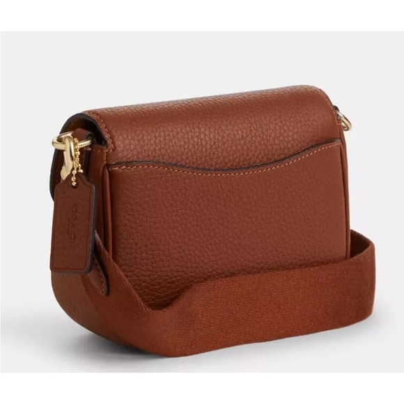 COACH Amelia Large Saddle Bag Soft Pebbled Leather Redwood Size 9 1/4”x7”x3 1/4” - Picture 4 of 7